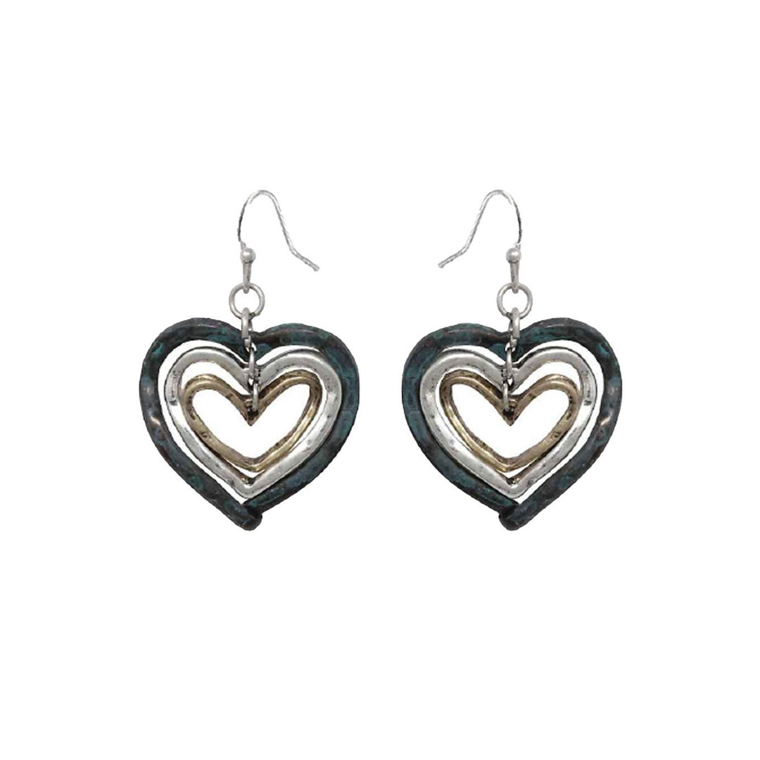 Blue Stone Heart Earrings