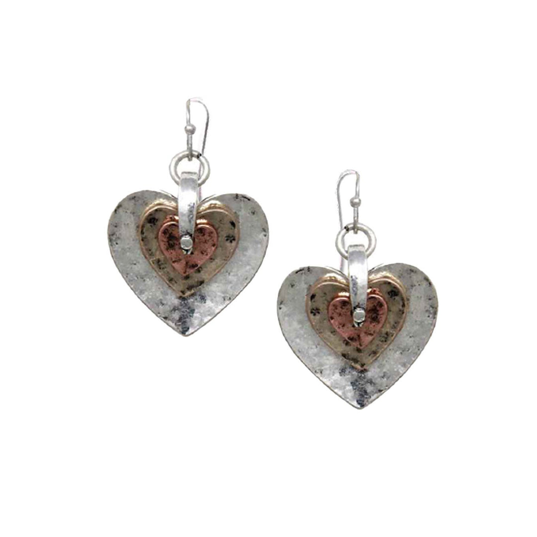 Tri-color Heart Earrings