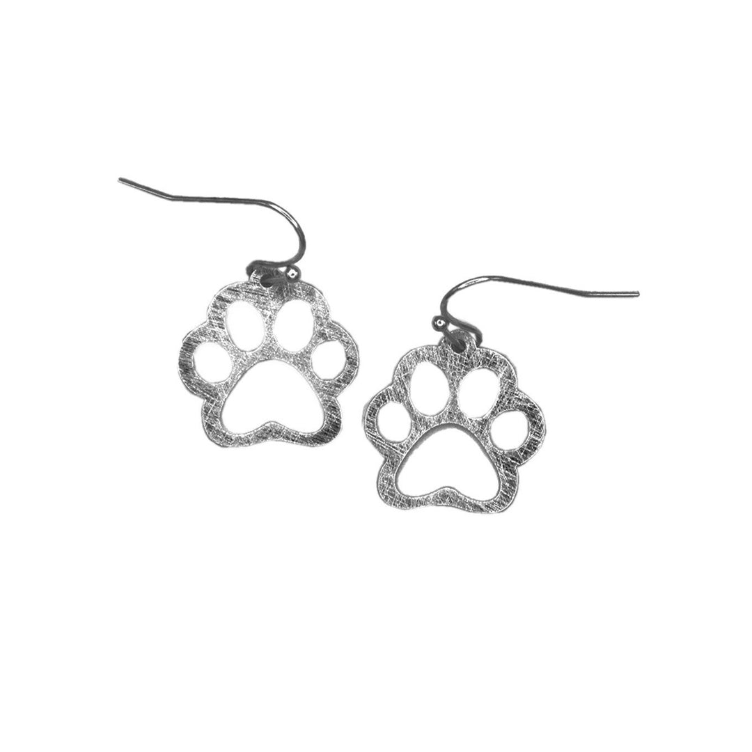 Paw Print Silver Earrings