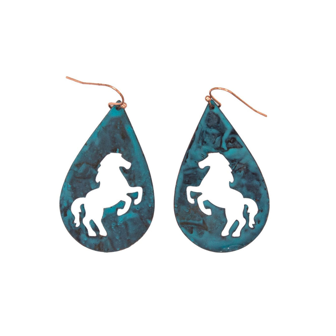 Rearing Horse Pewter Earrings