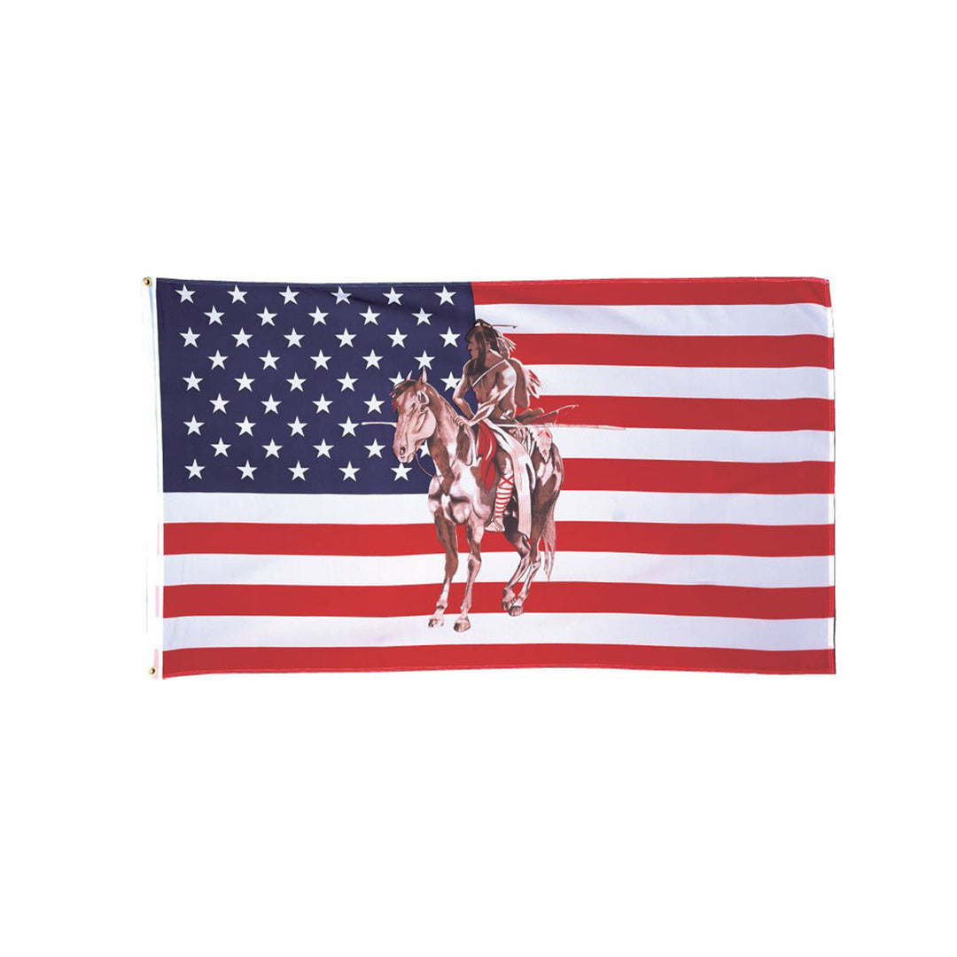 3 ft x 5 ft Horse &amp; Indian on American Flag