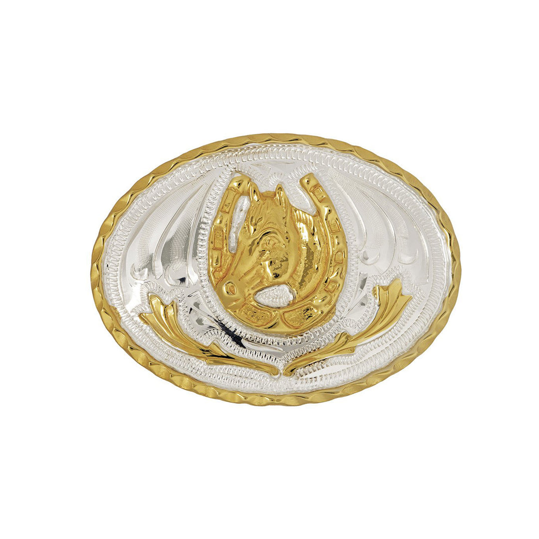 Horse Head in Horseshoe German Silver Belt Buckle