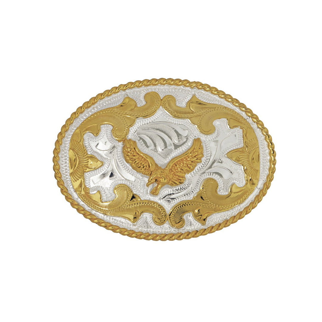 Eagle German Silver Small Belt Buckle with Scroll Pattern