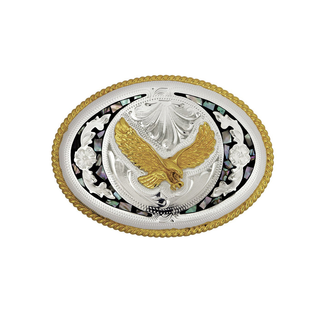 Eagle &amp; Abalone German Silver Belt Buckle