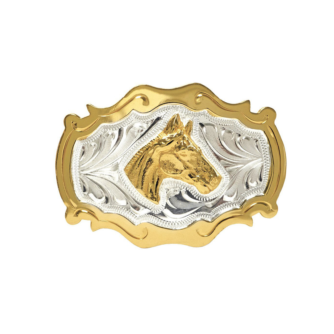Horse Head German Silver Ornate Belt Buckle
