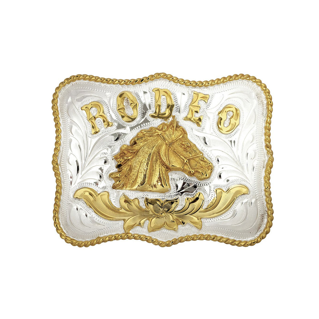 Horse Head &amp; Rodeo German Silver Belt Buckle