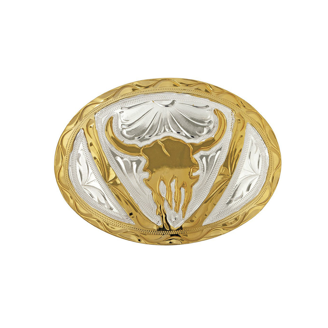Steer Skull German Silver Belt Buckle