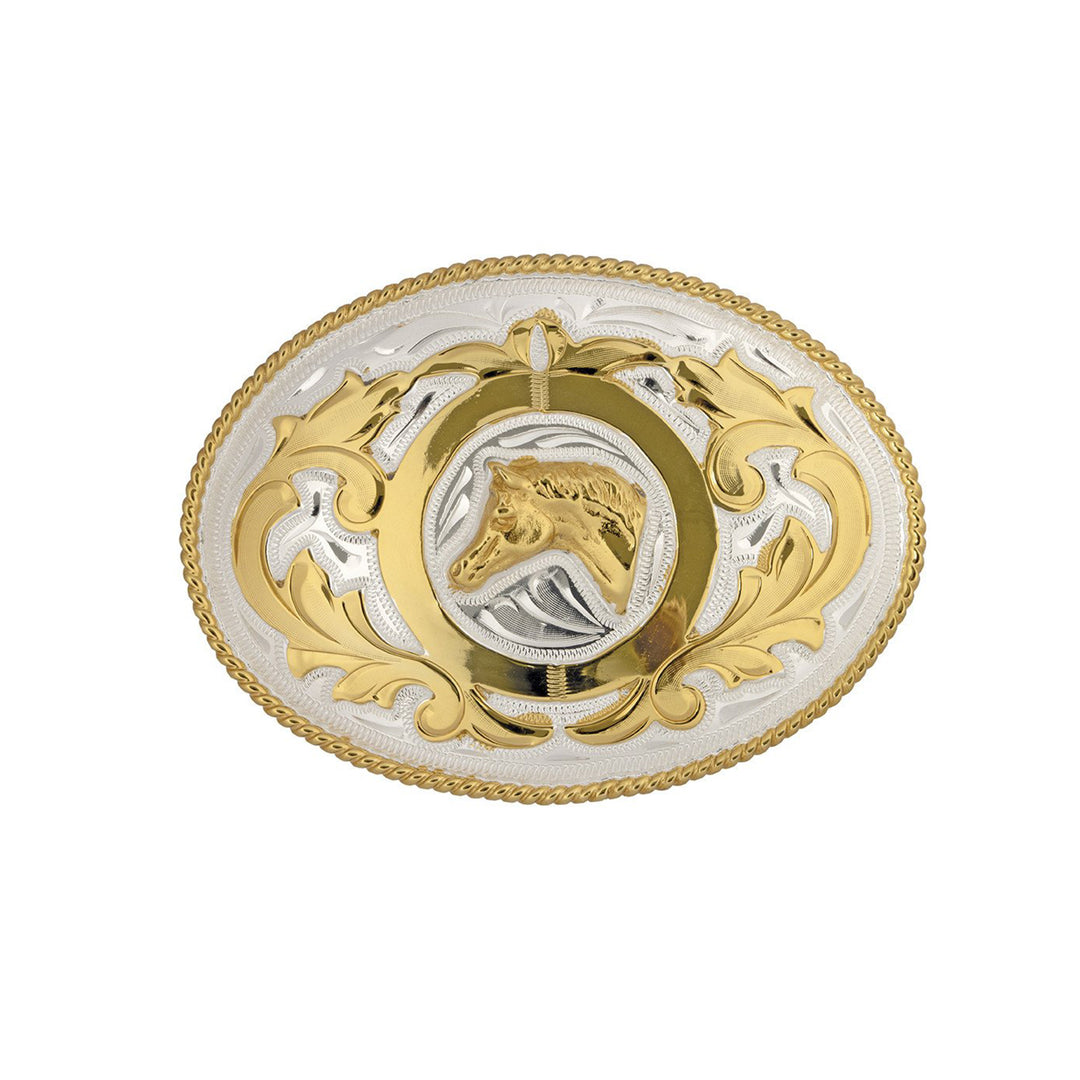 Horse Head in Circle German Silver Belt Buckle