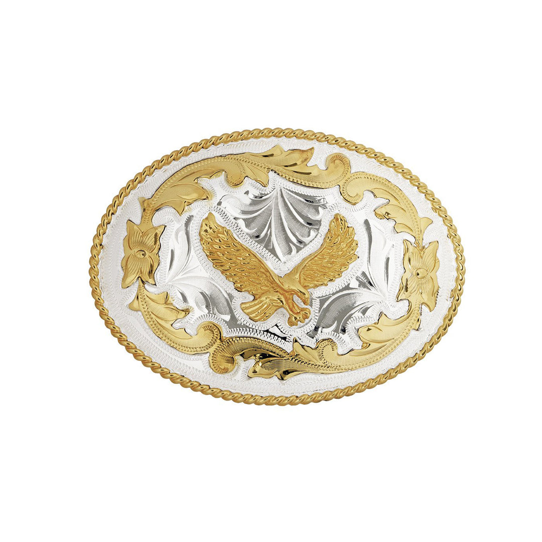 Eagle German Silver Belt Buckle with Scroll Pattern
