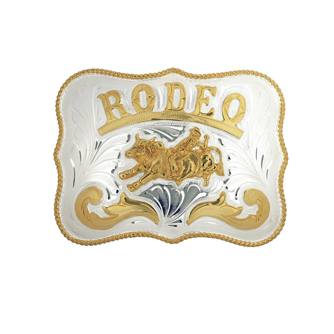 Bull Rider &amp; Rodeo German Silver Belt Buckle - Oversize
