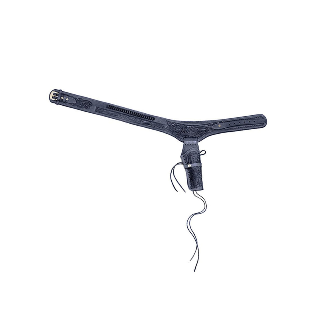 Black .22 Caliber Tooled Leather Single Holster Belt