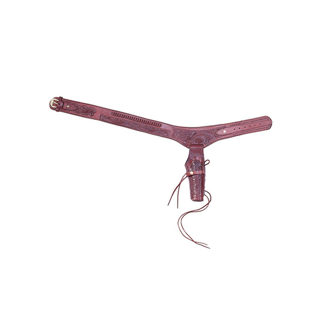 Wine .22 Caliber Tooled Leather Single Holster Belt