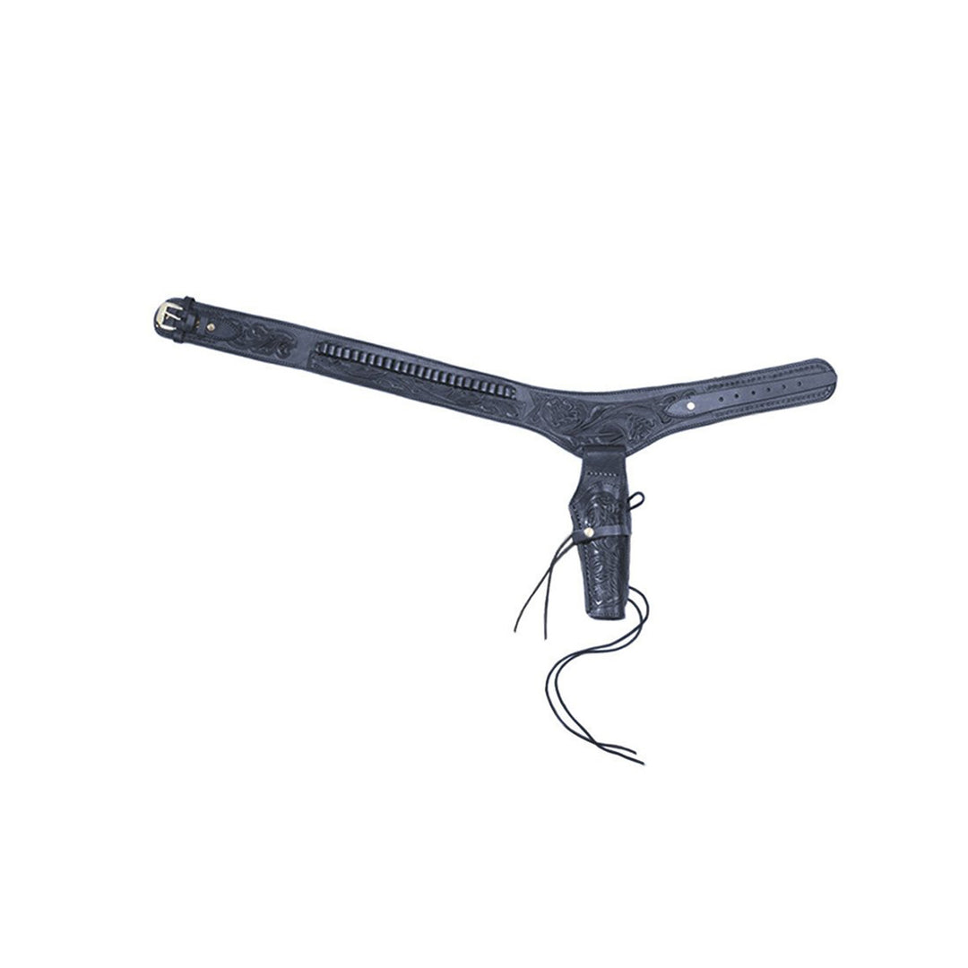 Black .38 Caliber Tooled Leather Single Holster Belt