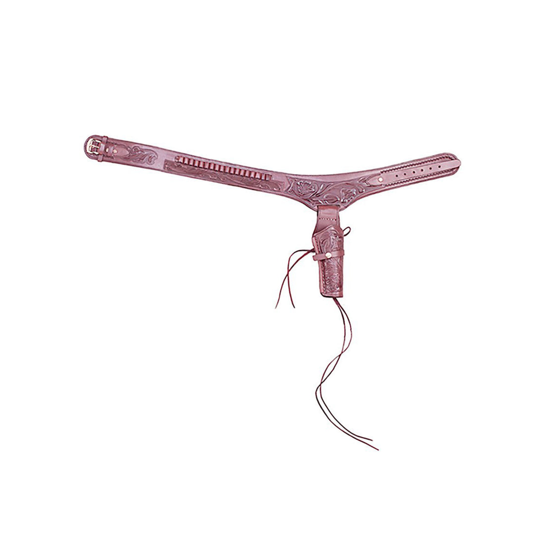 Wine .45 Caliber Tooled Leather Single Holster Belt