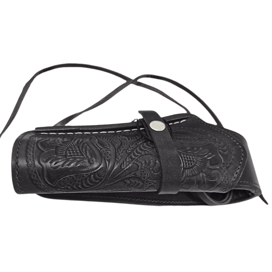 Black .38 Caliber Tooled Leather Holster
