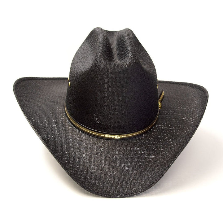 Black Straw Western Cattleman Hat with Gold Hat Band