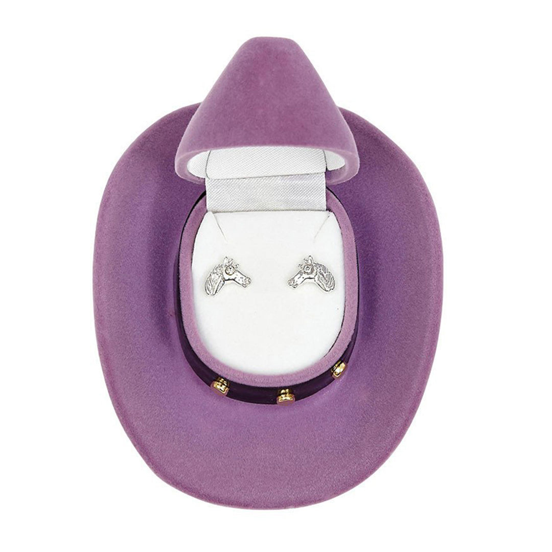 Horse Head Earrings in Cowboy Hat Gift Box