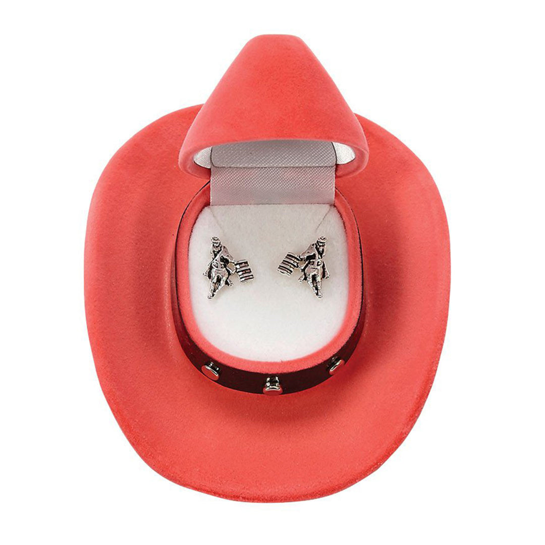 Barrel Racer Earrings in Cowboy Hat Gift Box