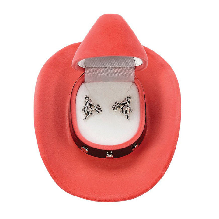 Barrel Racer Earrings in Cowboy Hat Gift Box