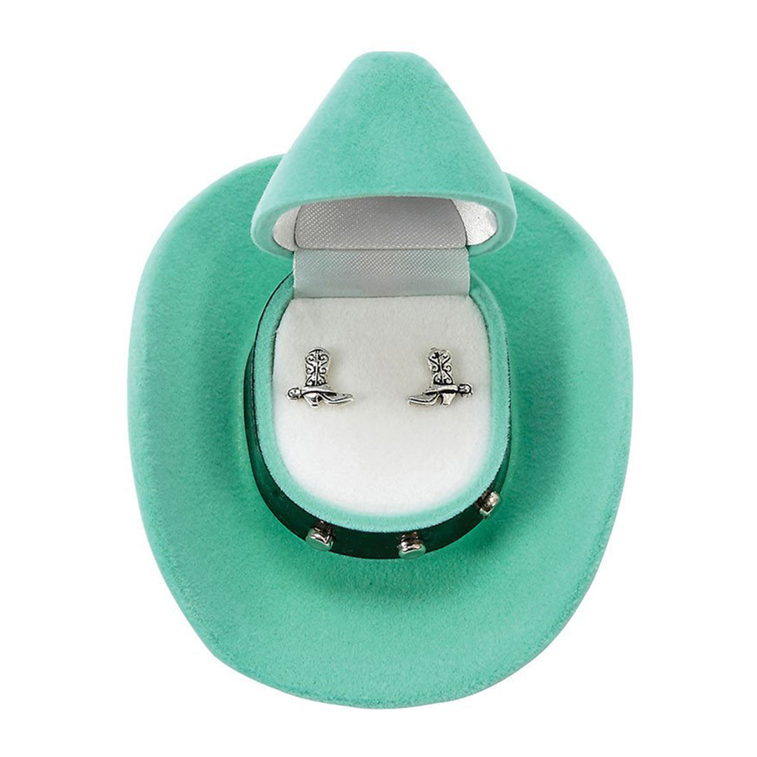Cowboy Boot Earrings in Cowboy Hat Gift Box