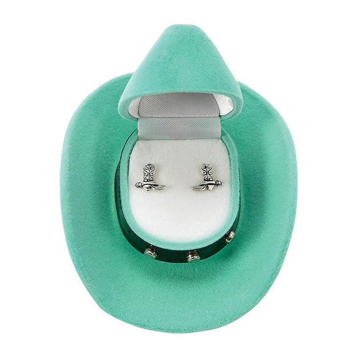 Cowboy Boot Earrings in Cowboy Hat Gift Box