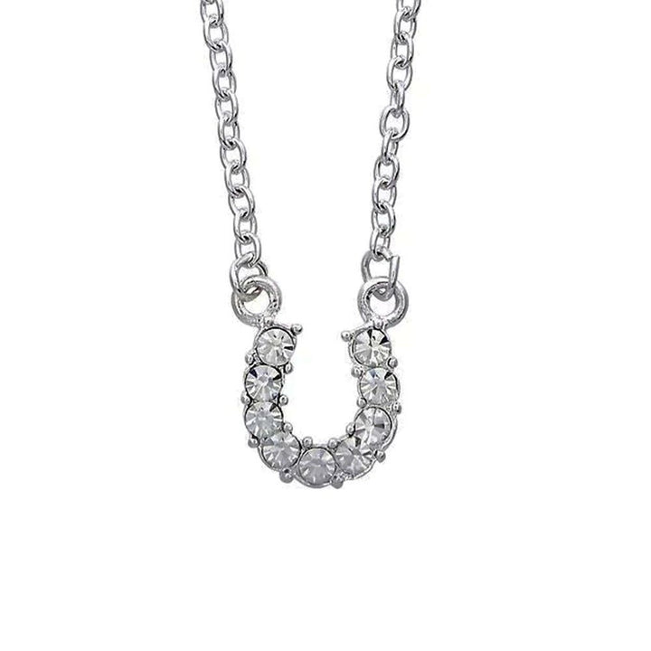 Clear Rhinestone Horseshoe Necklace in Pony Head Gift Box