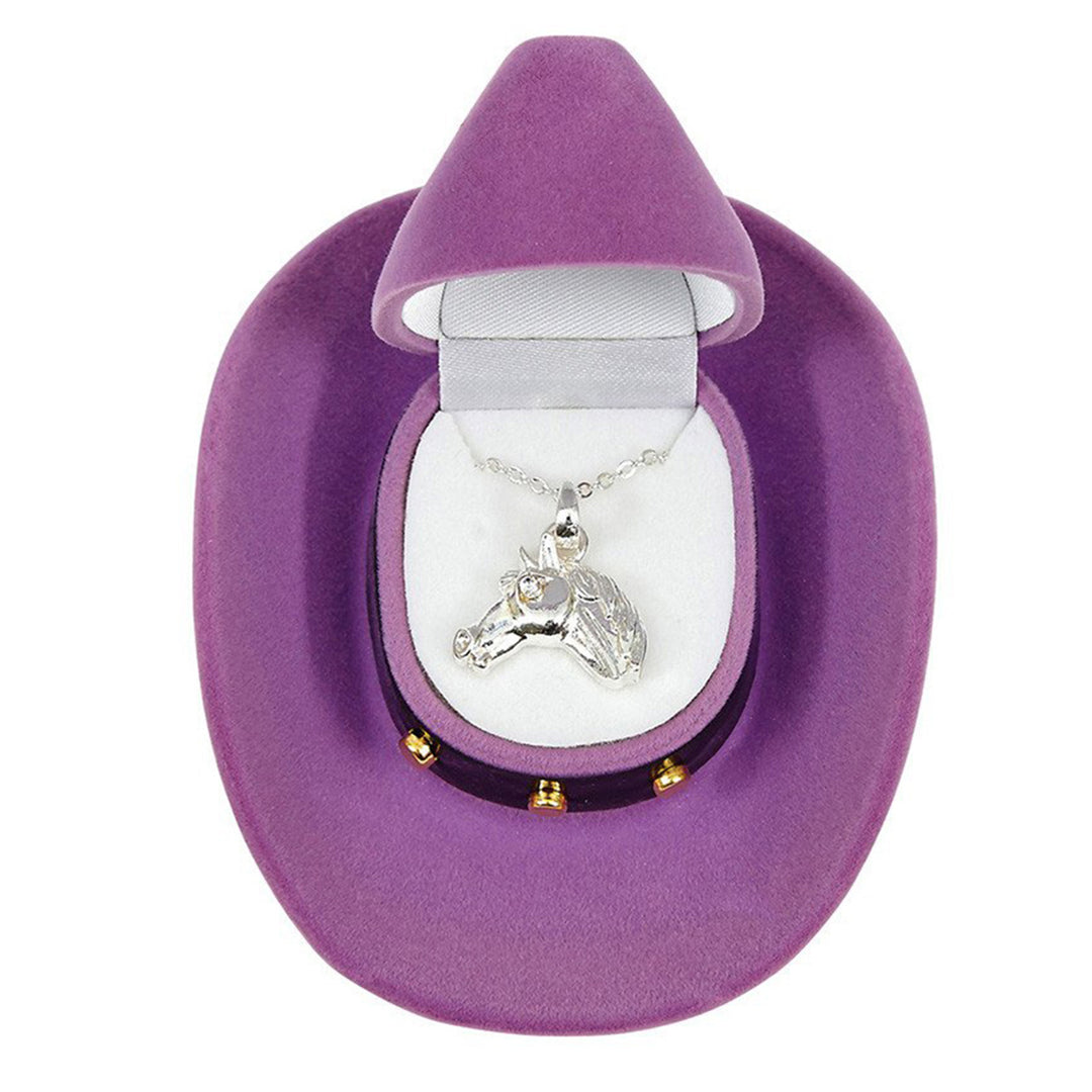 Horse Head Necklace in Cowboy Hat Gift Box