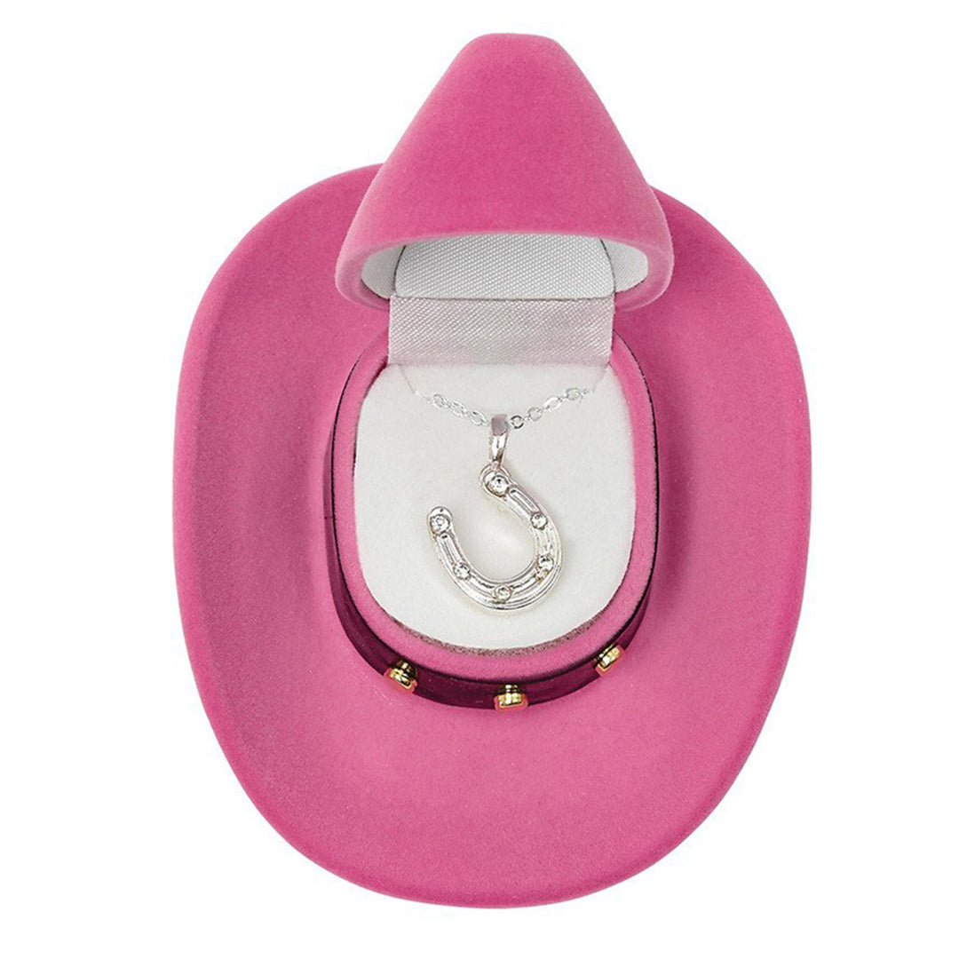 Horseshoe Necklace in Cowboy Hat Gift Box