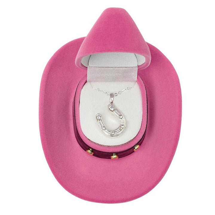 Horseshoe Necklace in Cowboy Hat Gift Box