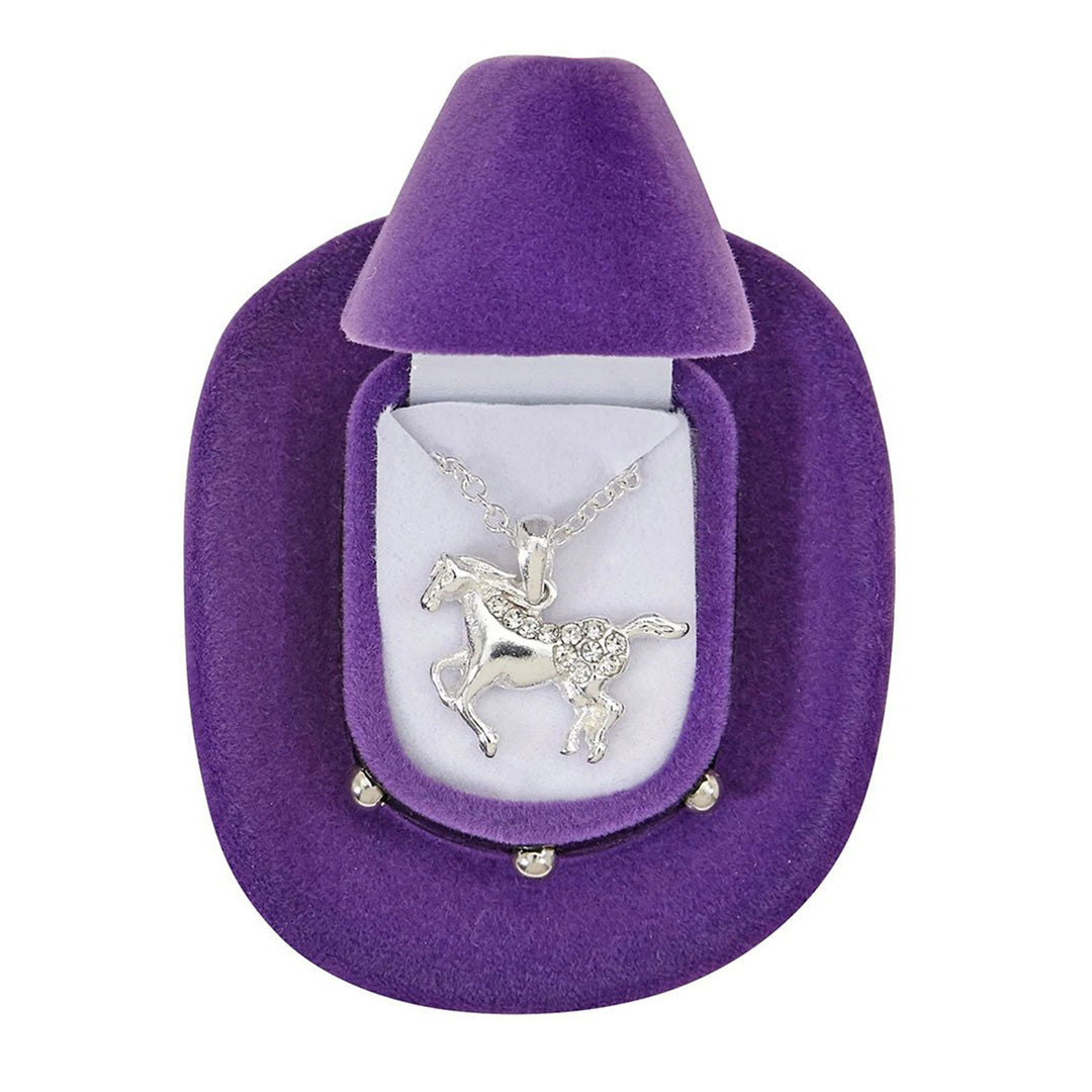Galloping Horse Necklace in Cowboy Hat Gift Box