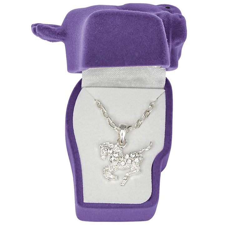 Clear Rhinestone Pony Necklace in Pony Head Gift Box