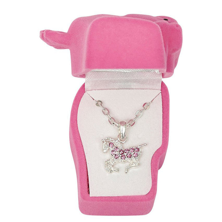 Pink Rhinestone Pony Necklace in Pony Head Gift Box