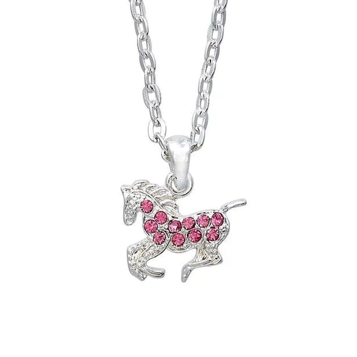 Pink Rhinestone Pony Necklace in Pony Head Gift Box