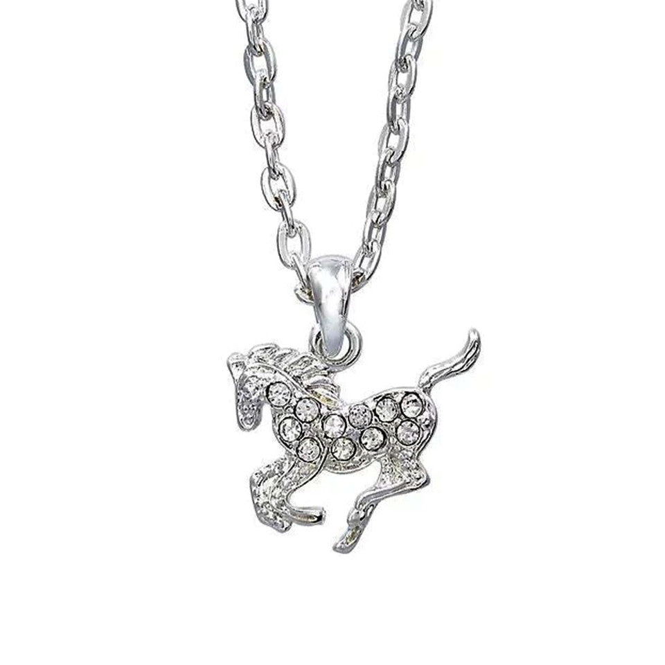 Clear Rhinestone Pony Necklace in Pony Head Gift Box