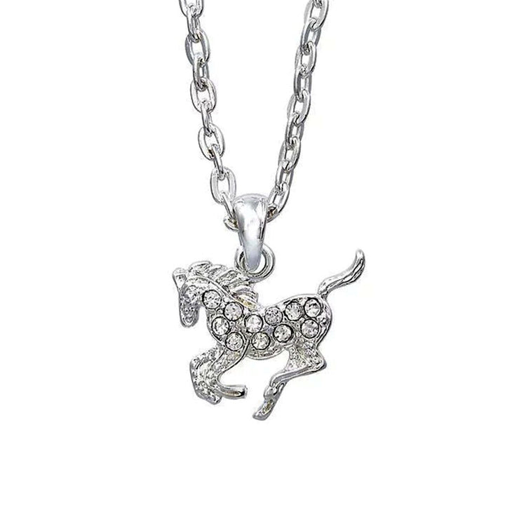 Clear Rhinestone Pony Necklace in Pony Head Gift Box