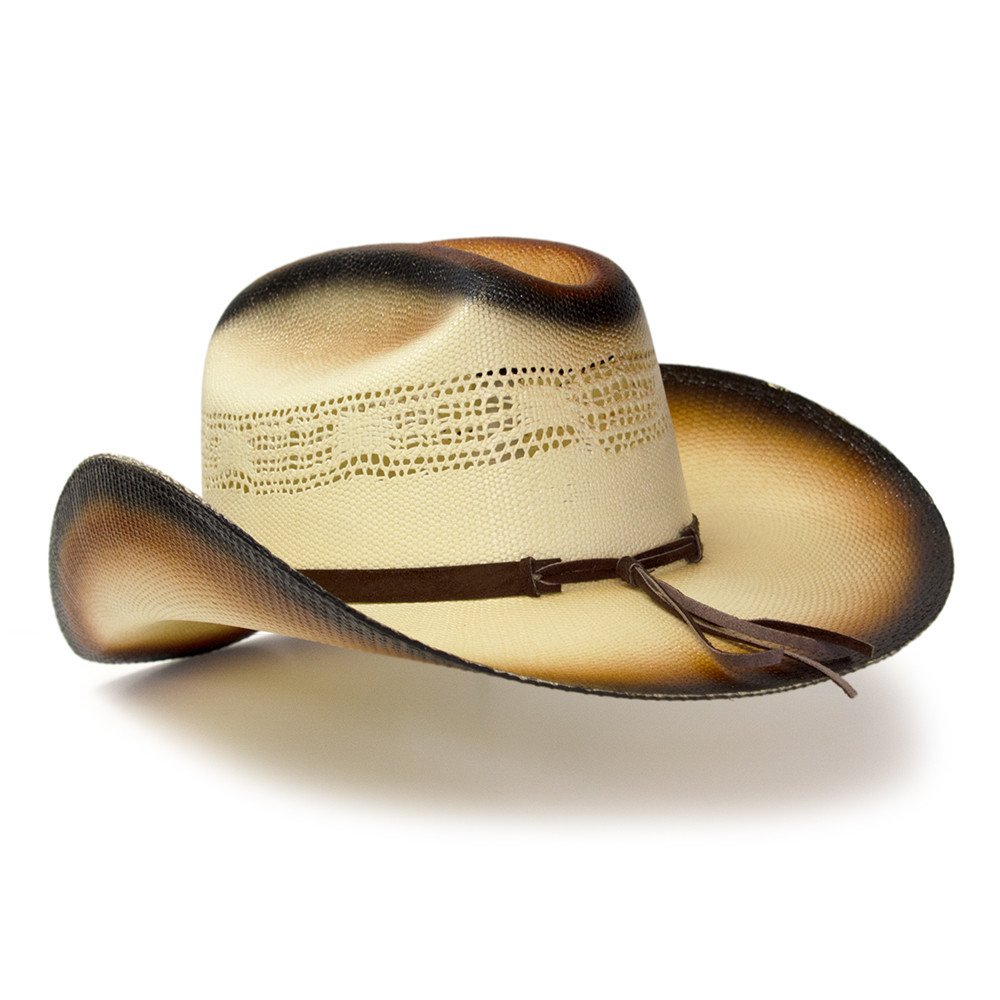 Brown &amp; Beige Straw Western Cattleman Hat with Claw Hat Band