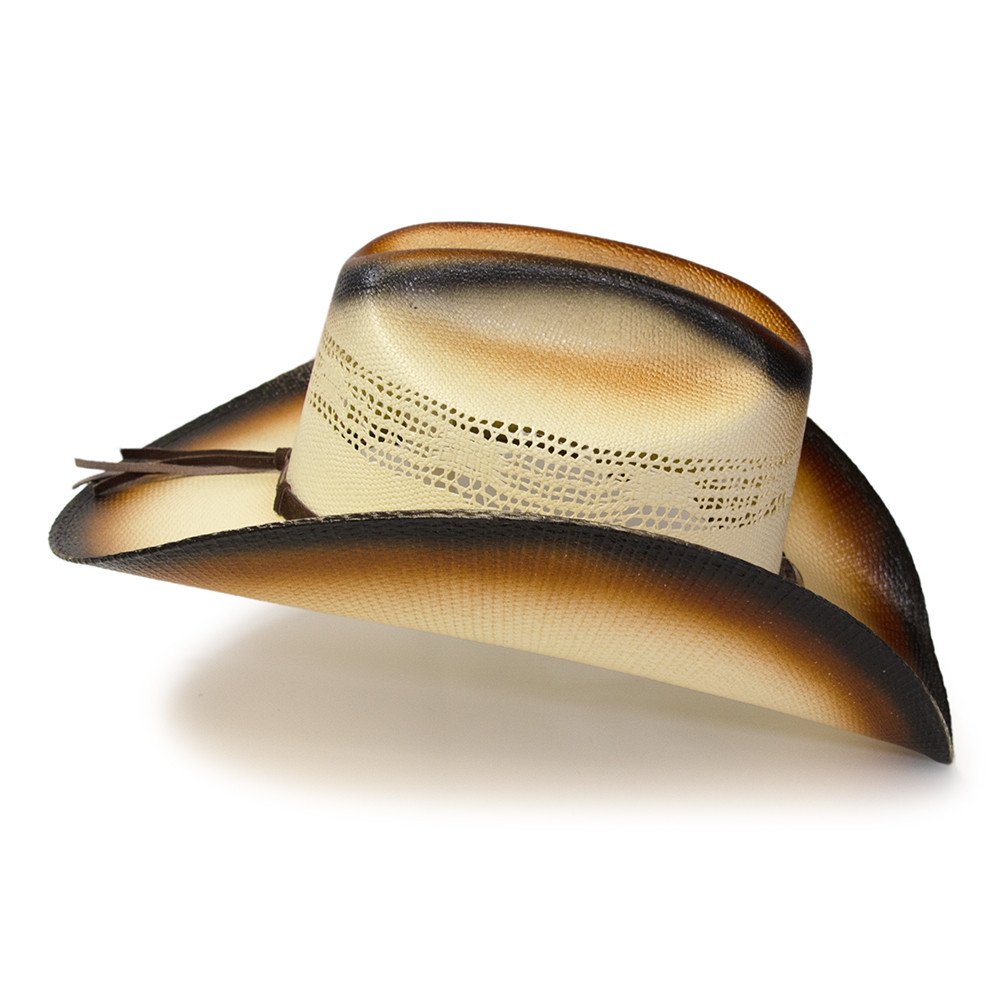 Brown &amp; Beige Straw Western Cattleman Hat with Claw Hat Band