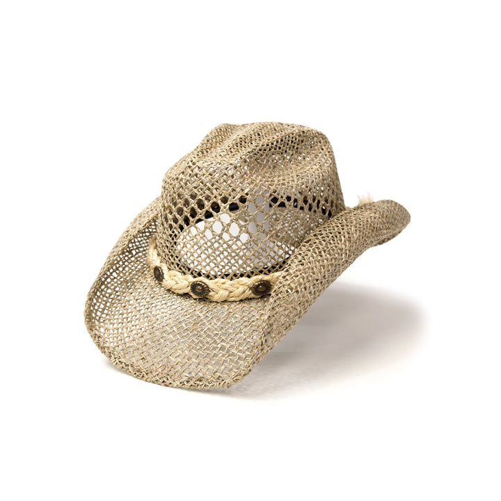 Tan Seagrass Western Hat