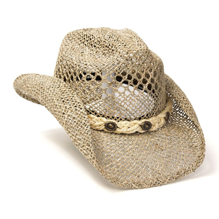 Tan Seagrass Western Hat