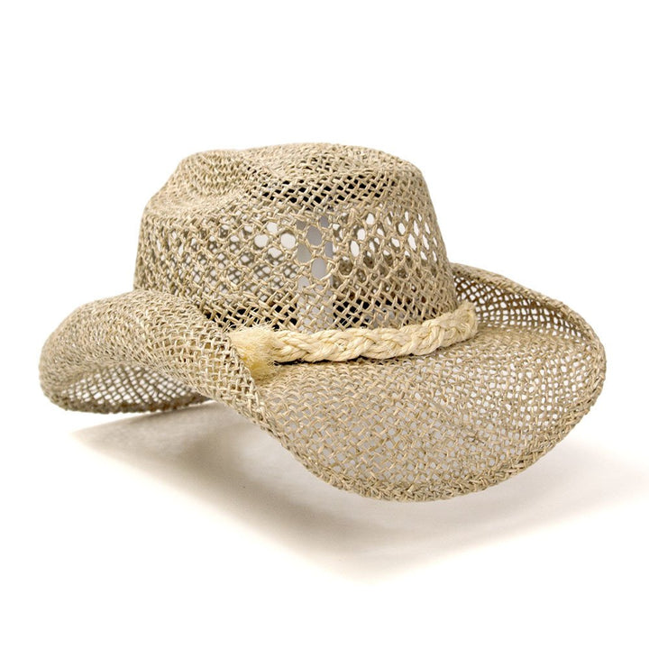Tan Seagrass Western Hat