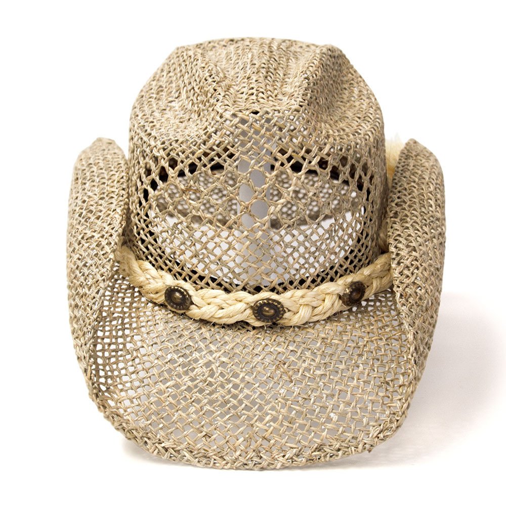 Tan Seagrass Western Hat