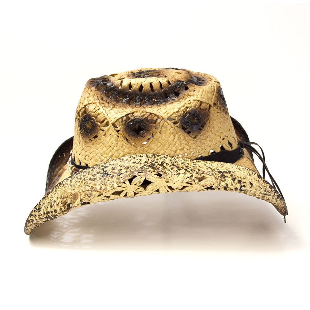 Tan &amp; Brown Straw Western Hat