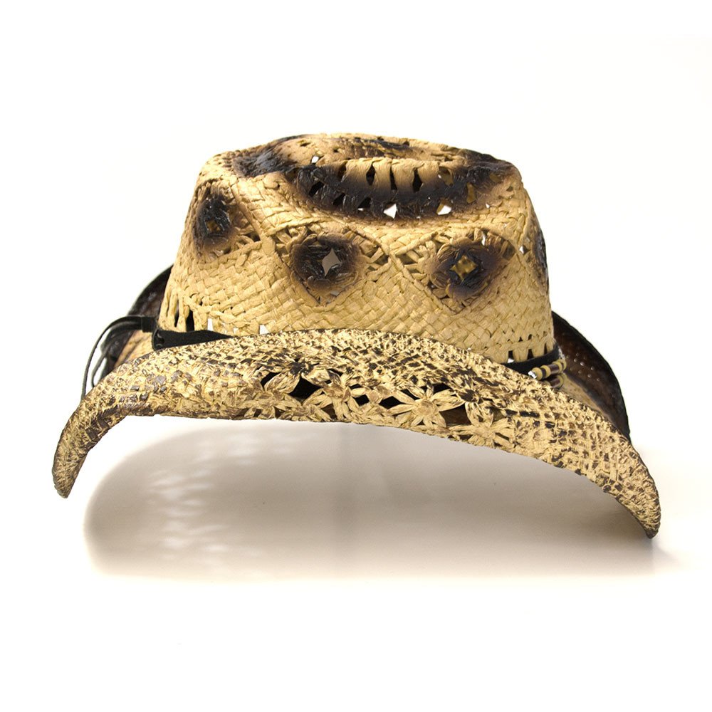 Tan &amp; Brown Straw Western Hat