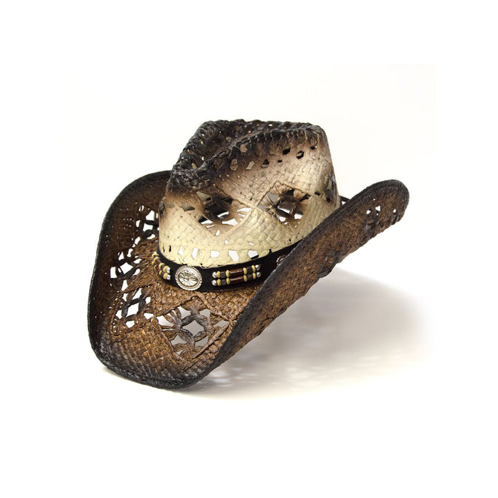 Brown Straw Western Pinch Front Hat