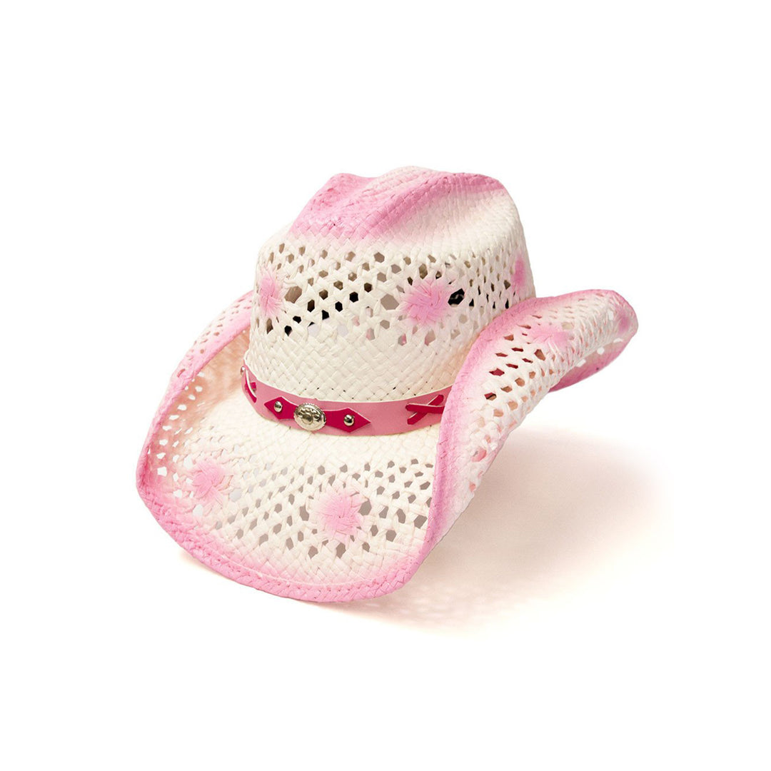 Straw Western Hat with Pink Trim