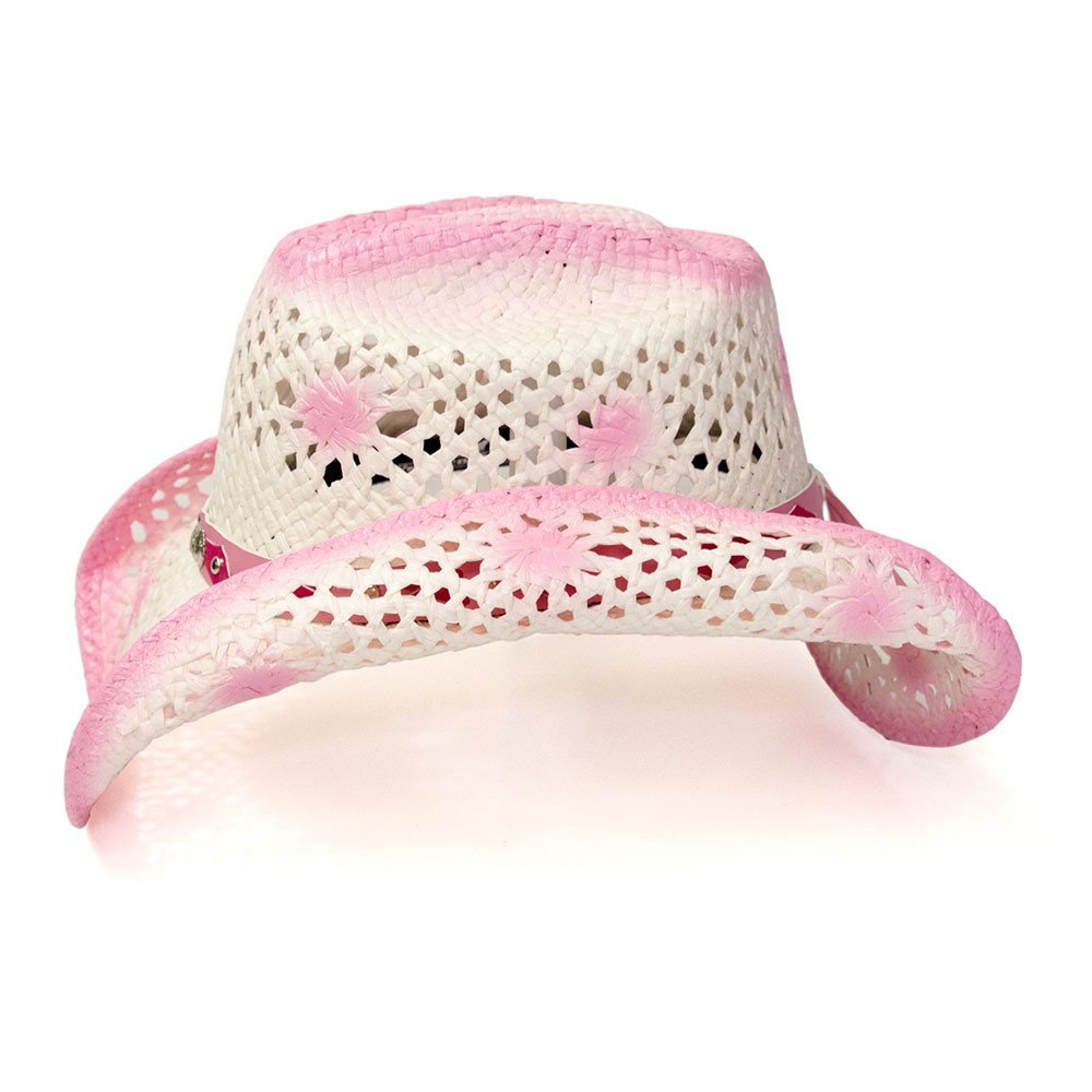 Straw Western Hat with Pink Trim