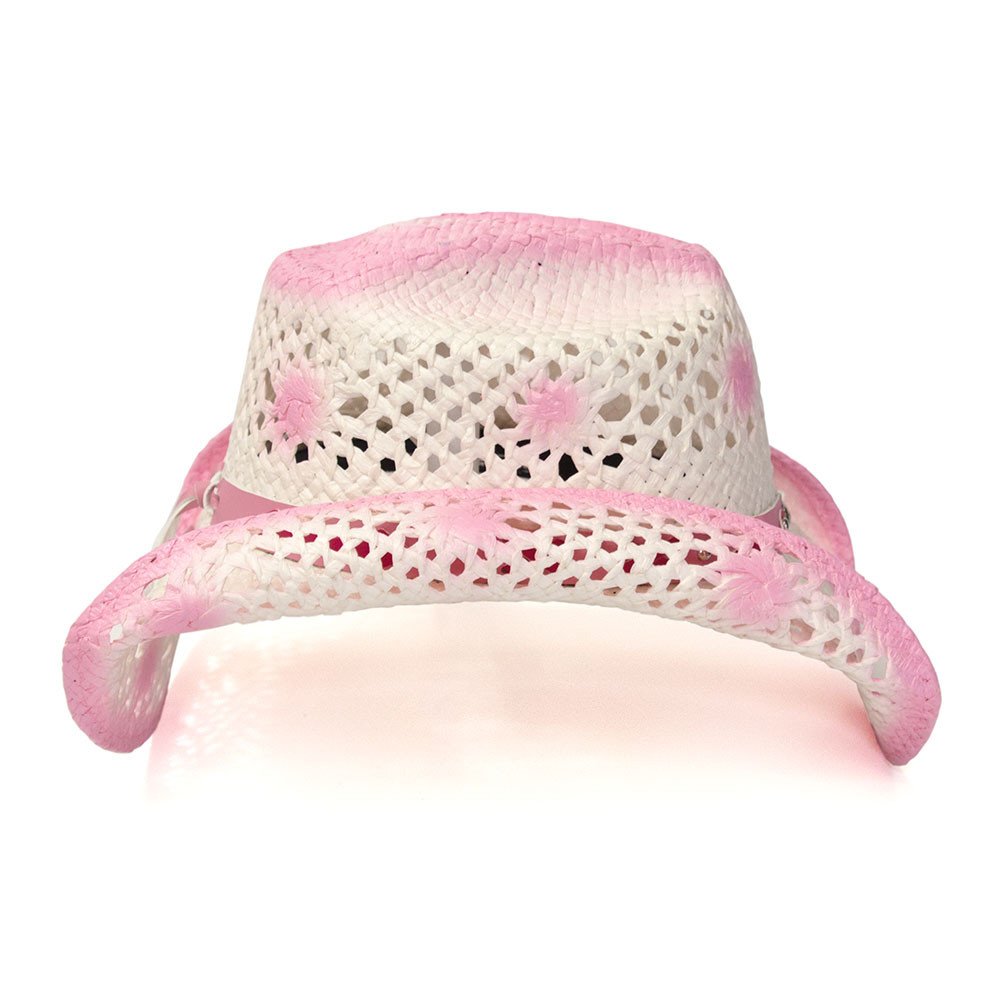 Straw Western Hat with Pink Trim