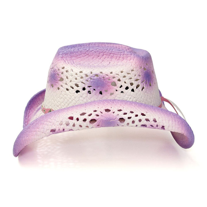 Straw Western Hat with Purple Trim