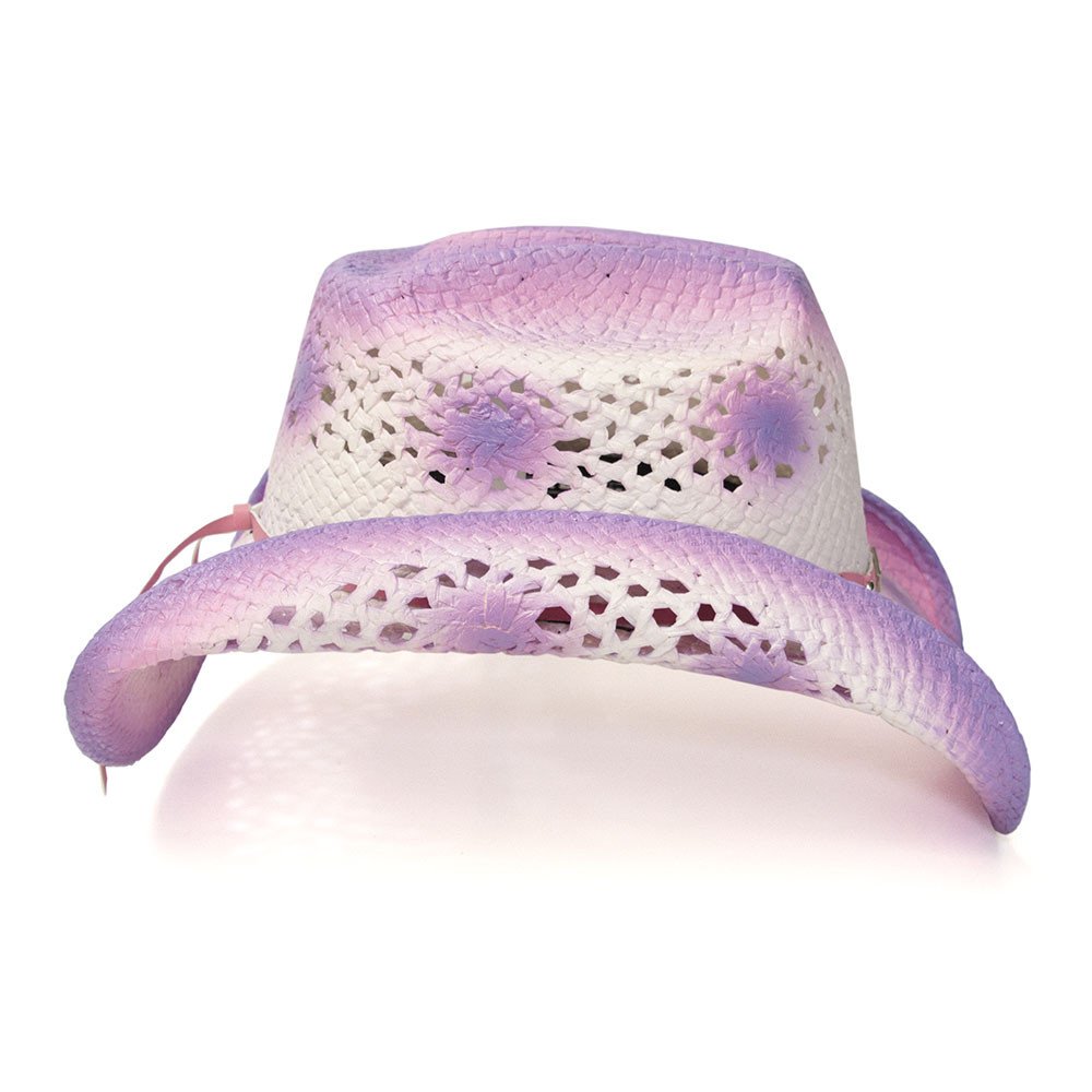 Straw Western Hat with Purple Trim