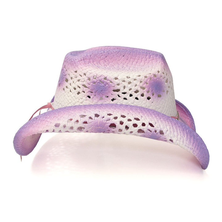 Straw Western Hat with Purple Trim